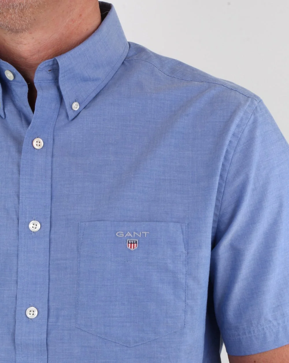 Gant Broadcloth Short Sleeve Shirt Yale Blue - Image 3