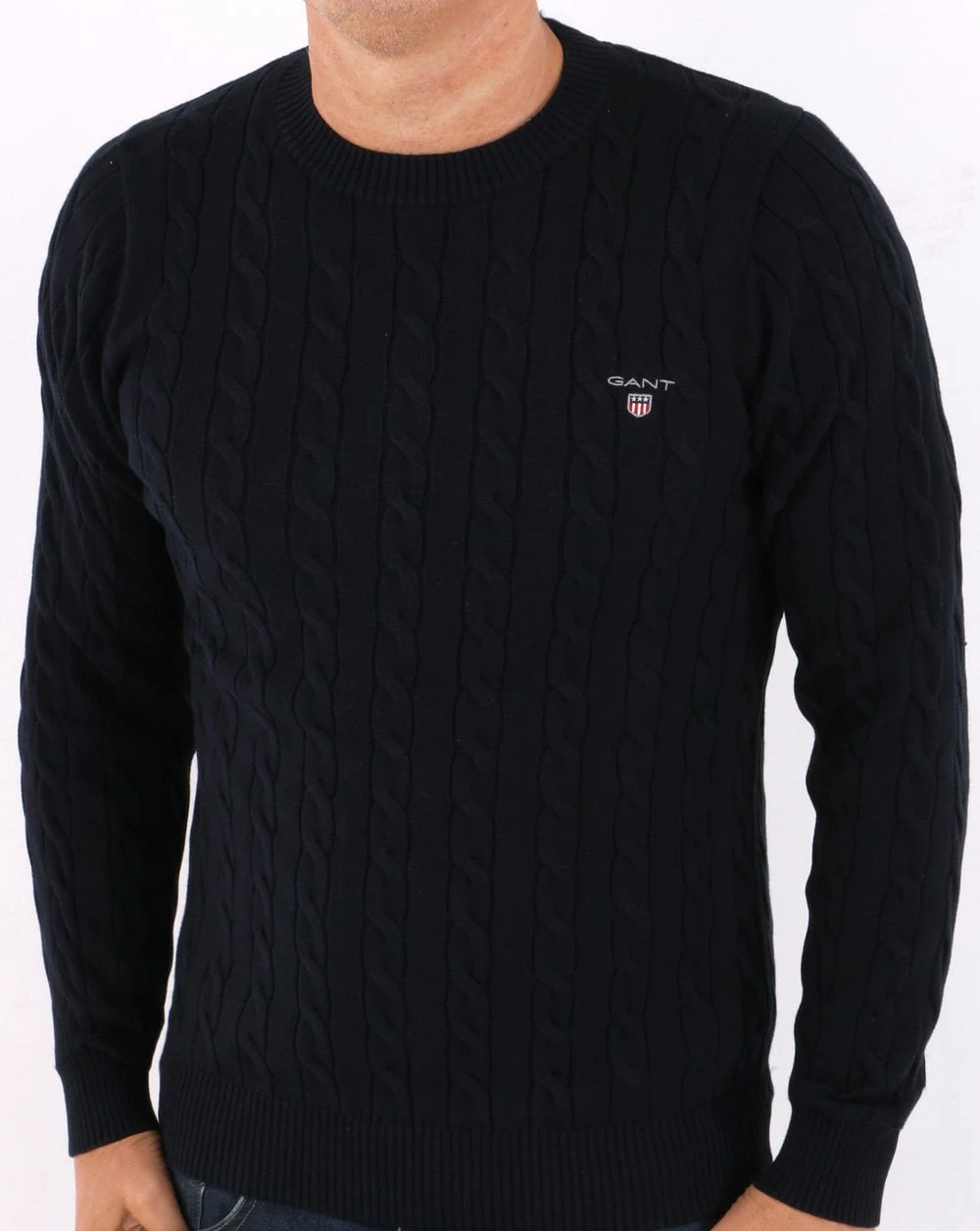 Gant Cable Crew Knit Navy