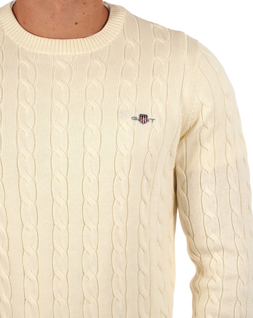 Gant Cable Knit Jumper Cream - Image 2