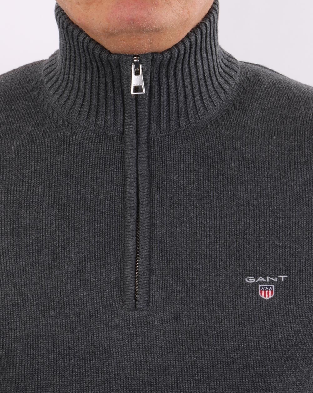Gant Casual Cotton Half Zip Dark Grey - Image 2