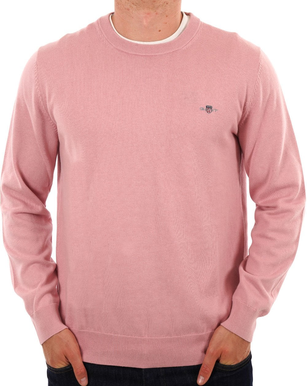 Gant Classic Cotton Crew Neck Jumper Dusty Pink