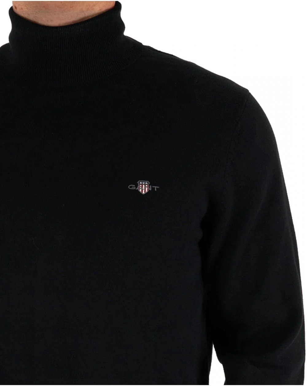 Gant Classic Cotton Roll Neck Black - Image 2