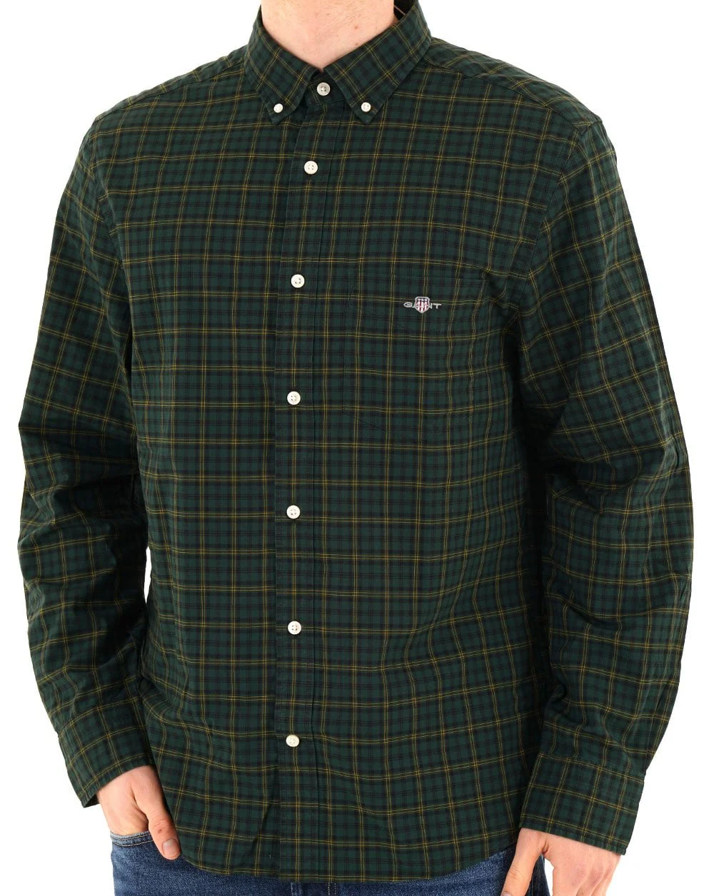 Gant Poplin Check Shirt Tartan Green - Image 3