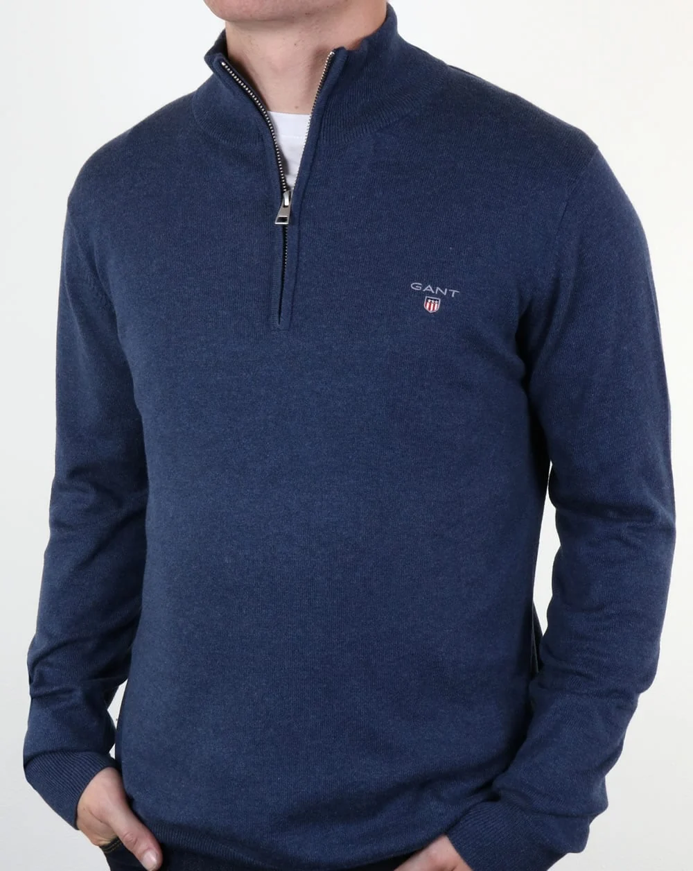 Gant Classic Quarter Zip Jumper Dark Blue