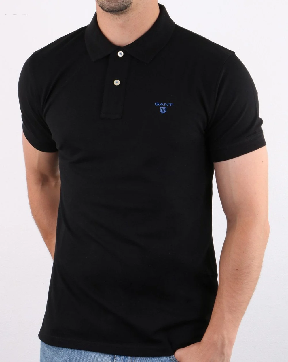 Gant Contrast Collar Polo Shirt Black - Image 2
