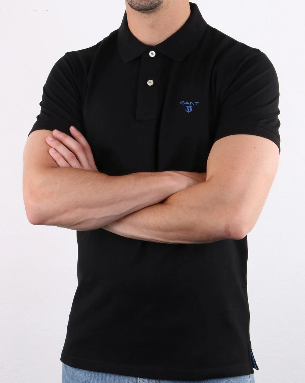 Gant Contrast Collar Polo Shirt Black - Image 3