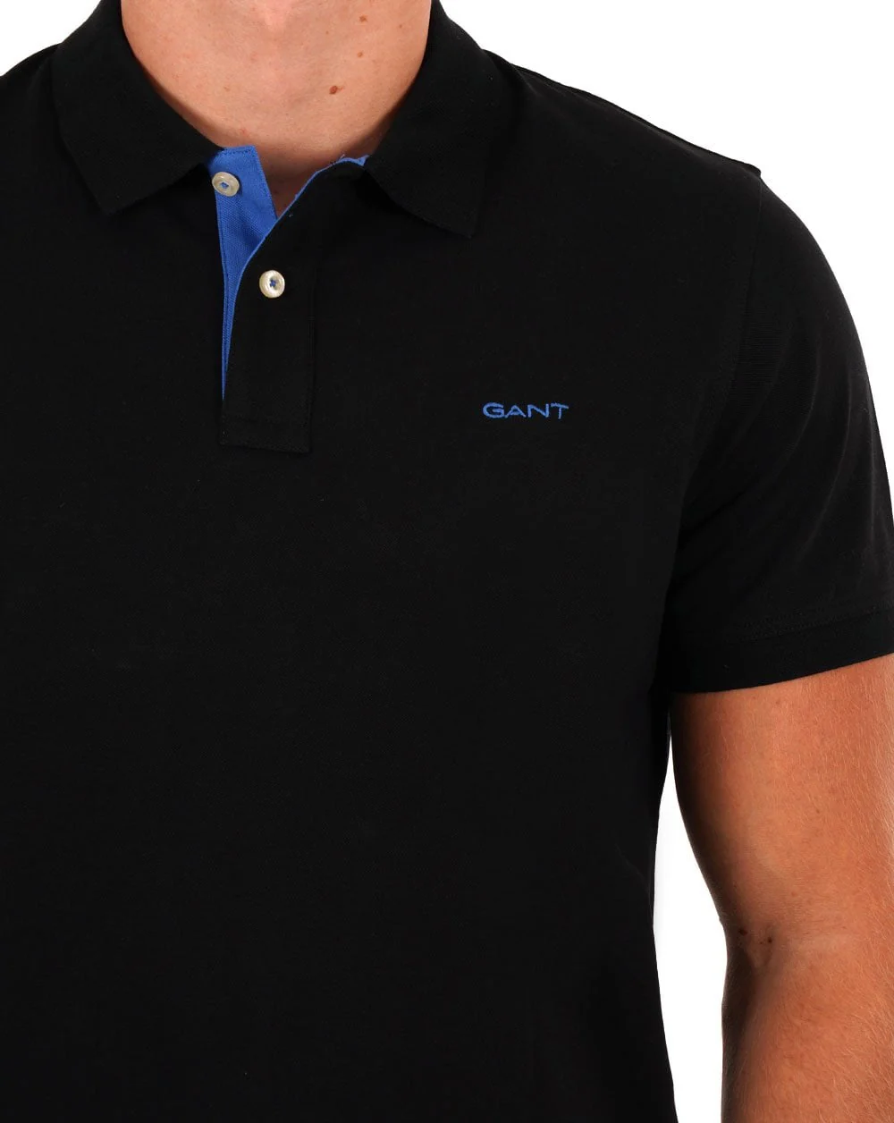 Gant Contrast Collar Polo Shirt Black - Image 2