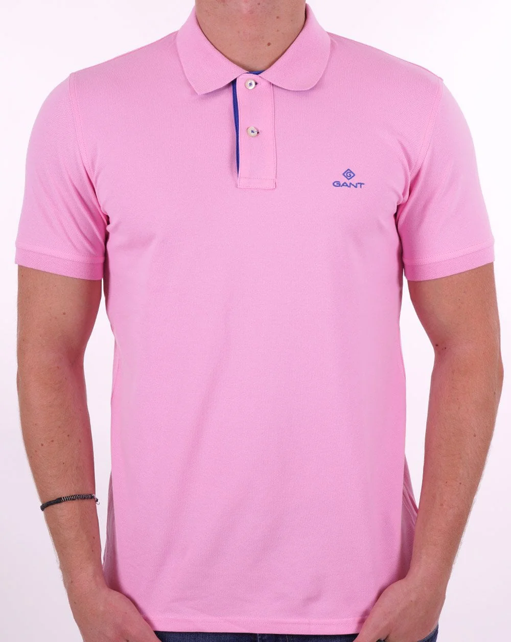 Gant Contrast Collar Polo Shirt Bright Pink