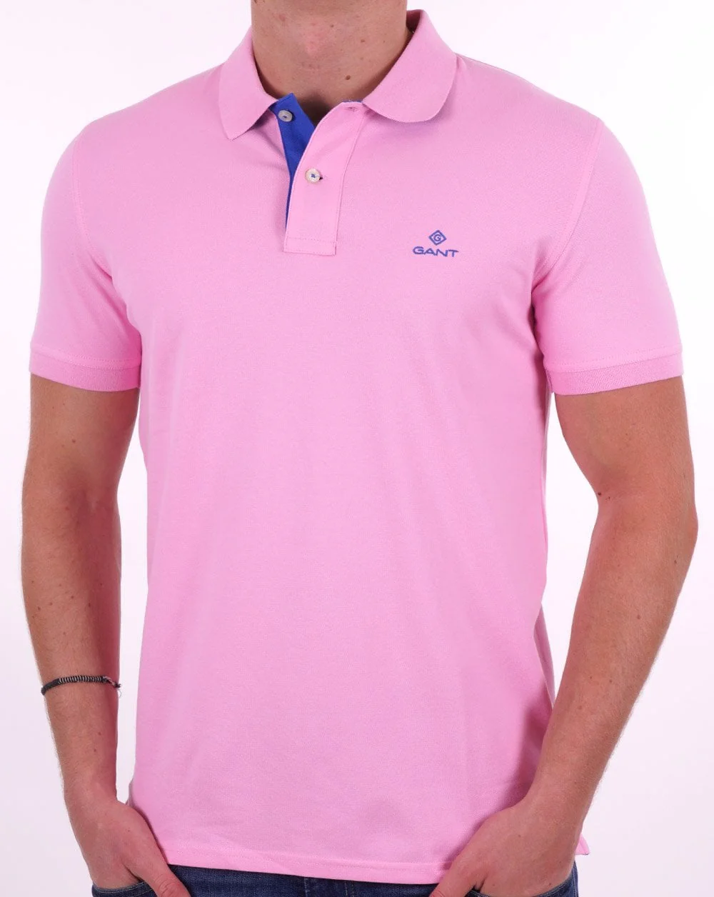 Gant Contrast Collar Polo Shirt Bright Pink - Image 3