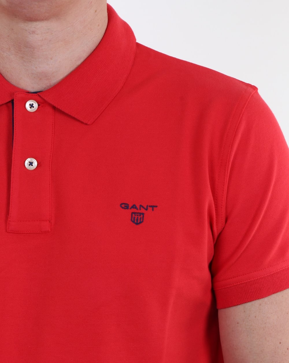 Gant Contrast Collar Polo Shirt Bright Red - Image 3