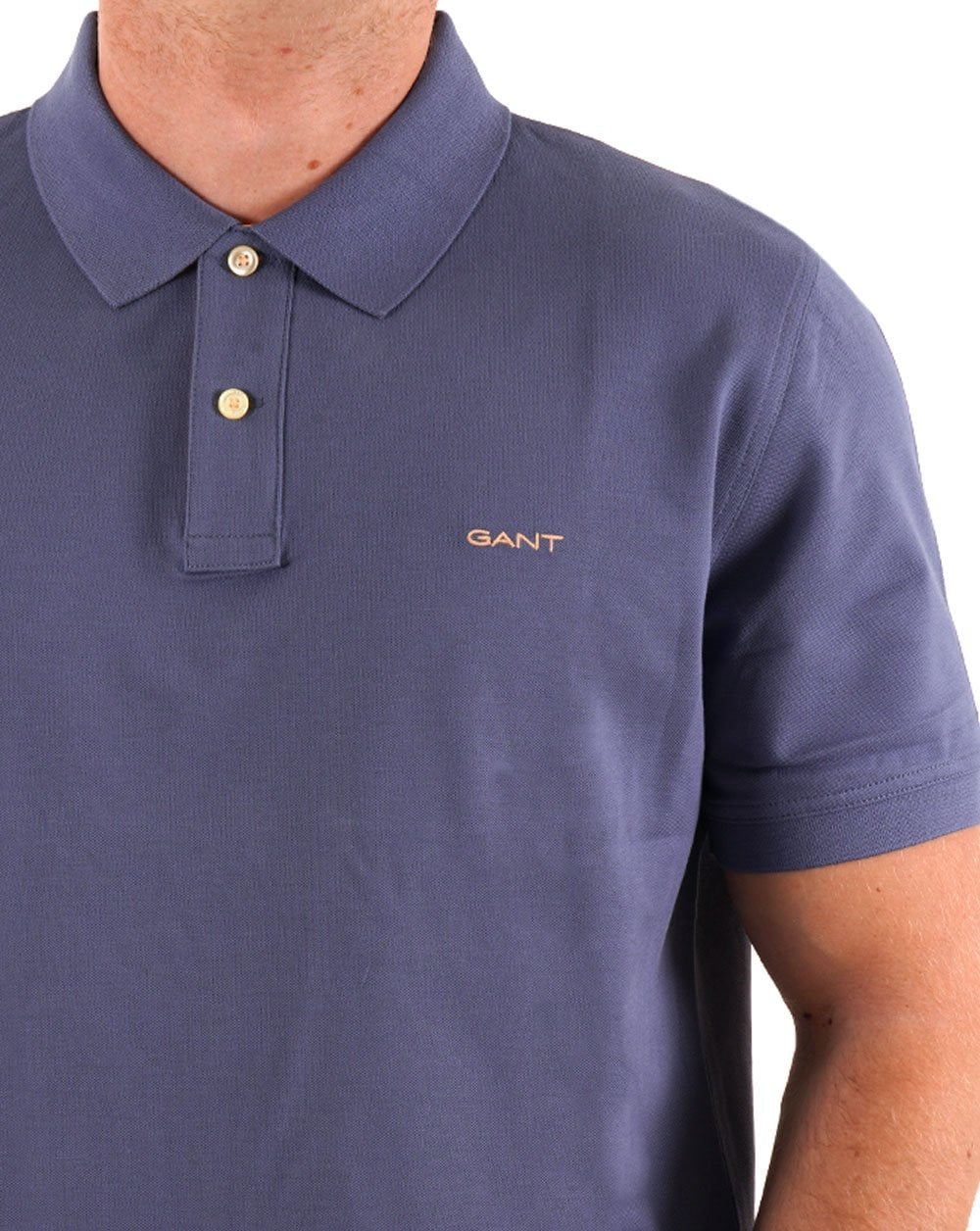 Gant Contrast Collar Polo Shirt Dusty Navy - Image 3