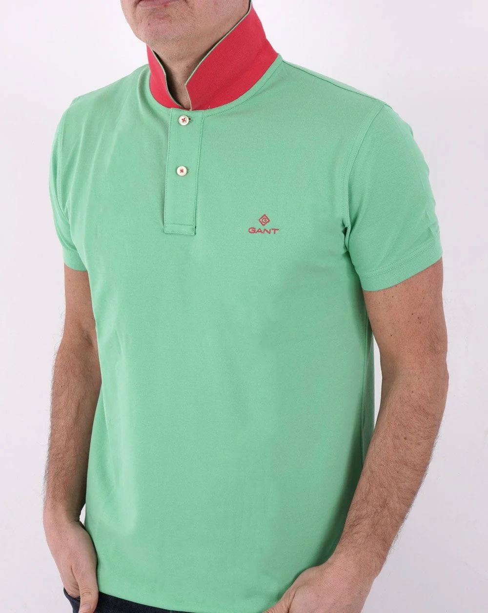 Gant Contrast Collar Polo Shirt Green - Image 2