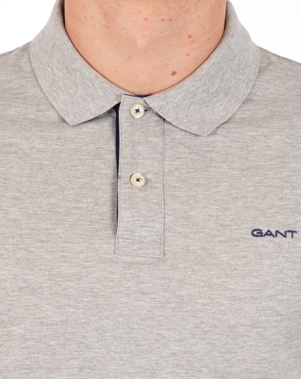 Gant Contrast Collar Polo Shirt Grey - Image 2