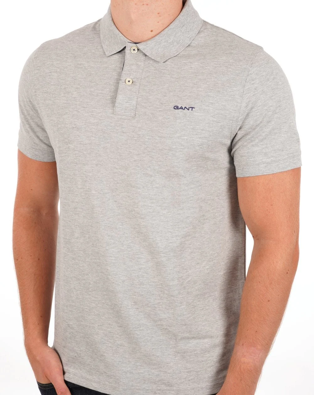 Gant Contrast Collar Polo Shirt Grey - Image 3