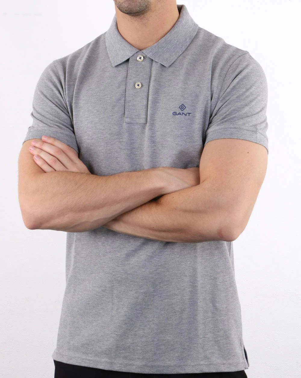 Gant Contrast Collar Polo Shirt Grey Blue - Image 3