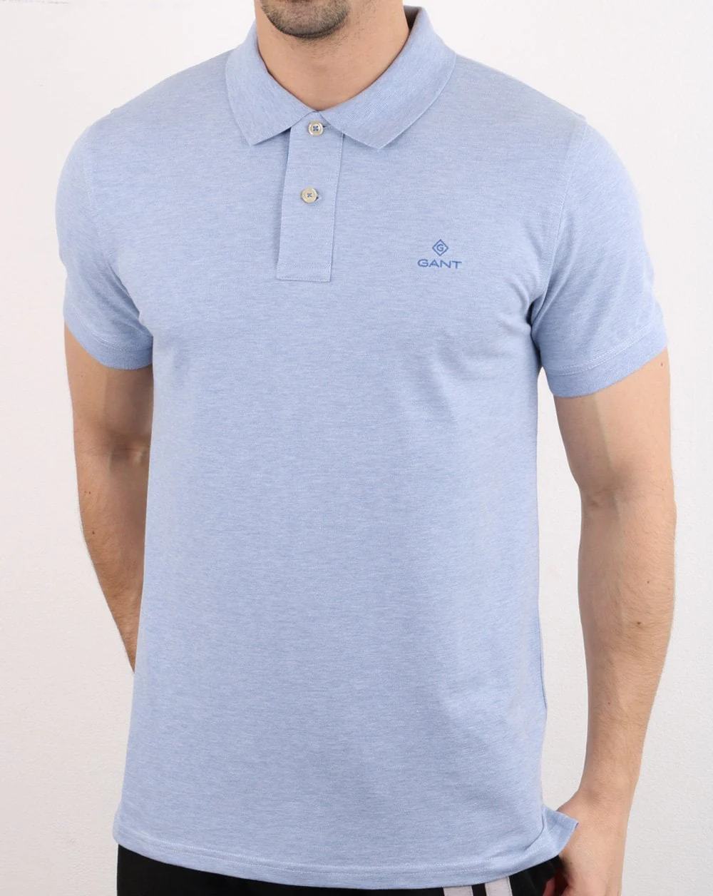 Gant Contrast Collar Polo Shirt Ice Blue - Image 2
