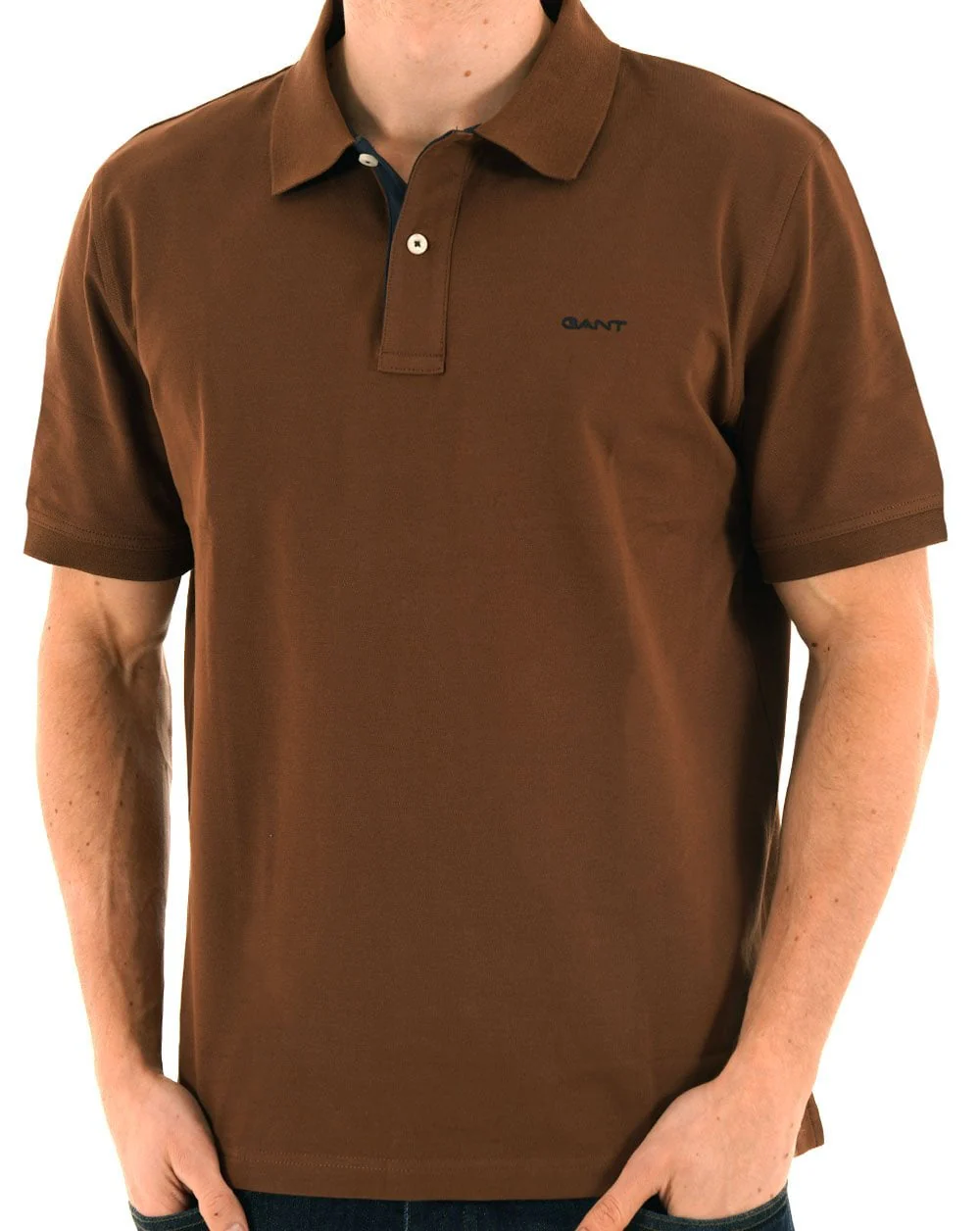 Gant Contrast Collar Polo Shirt Mahogany Brown - Image 3