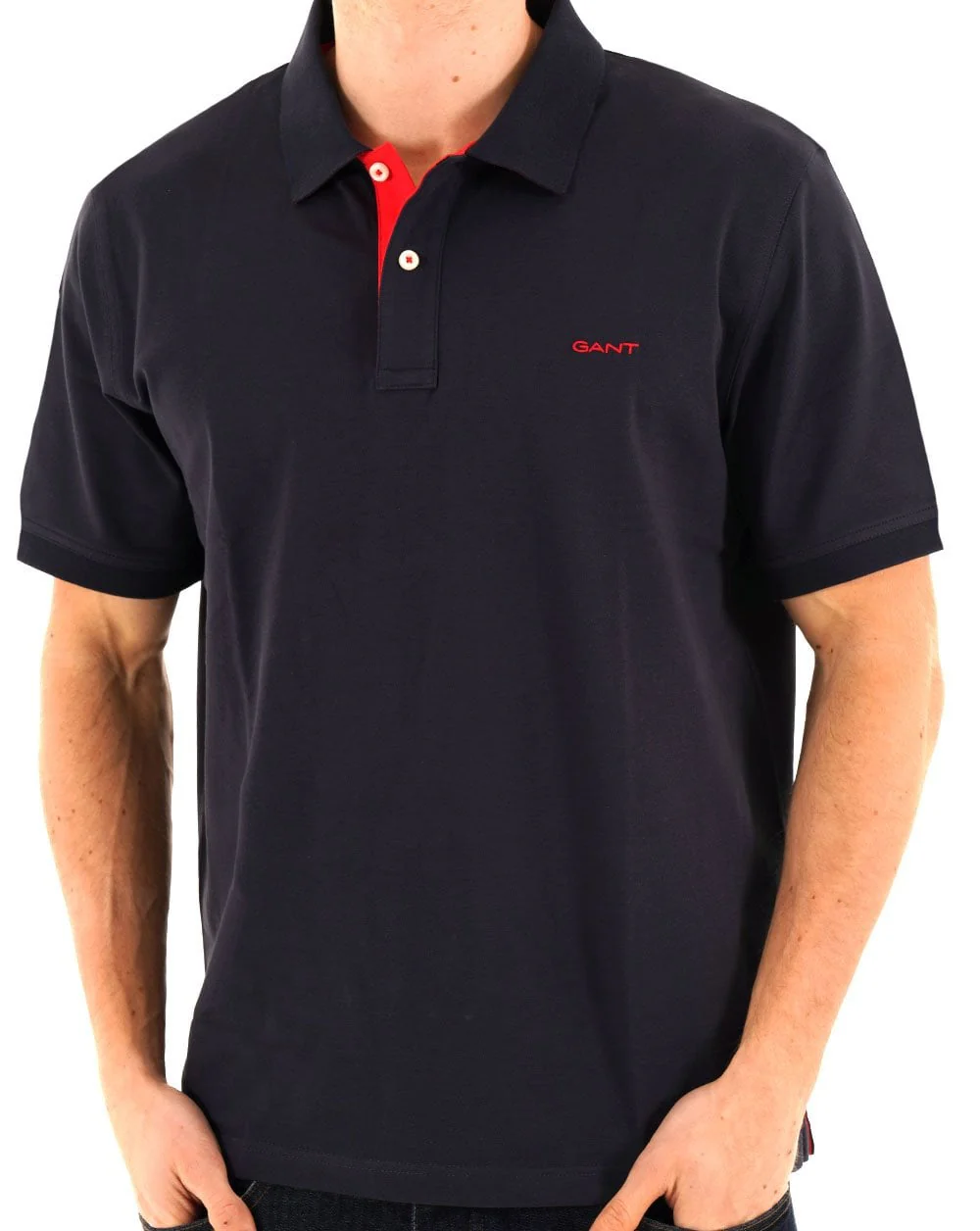 Gant Contrast Collar Polo Shirt Navy Blue - Image 3