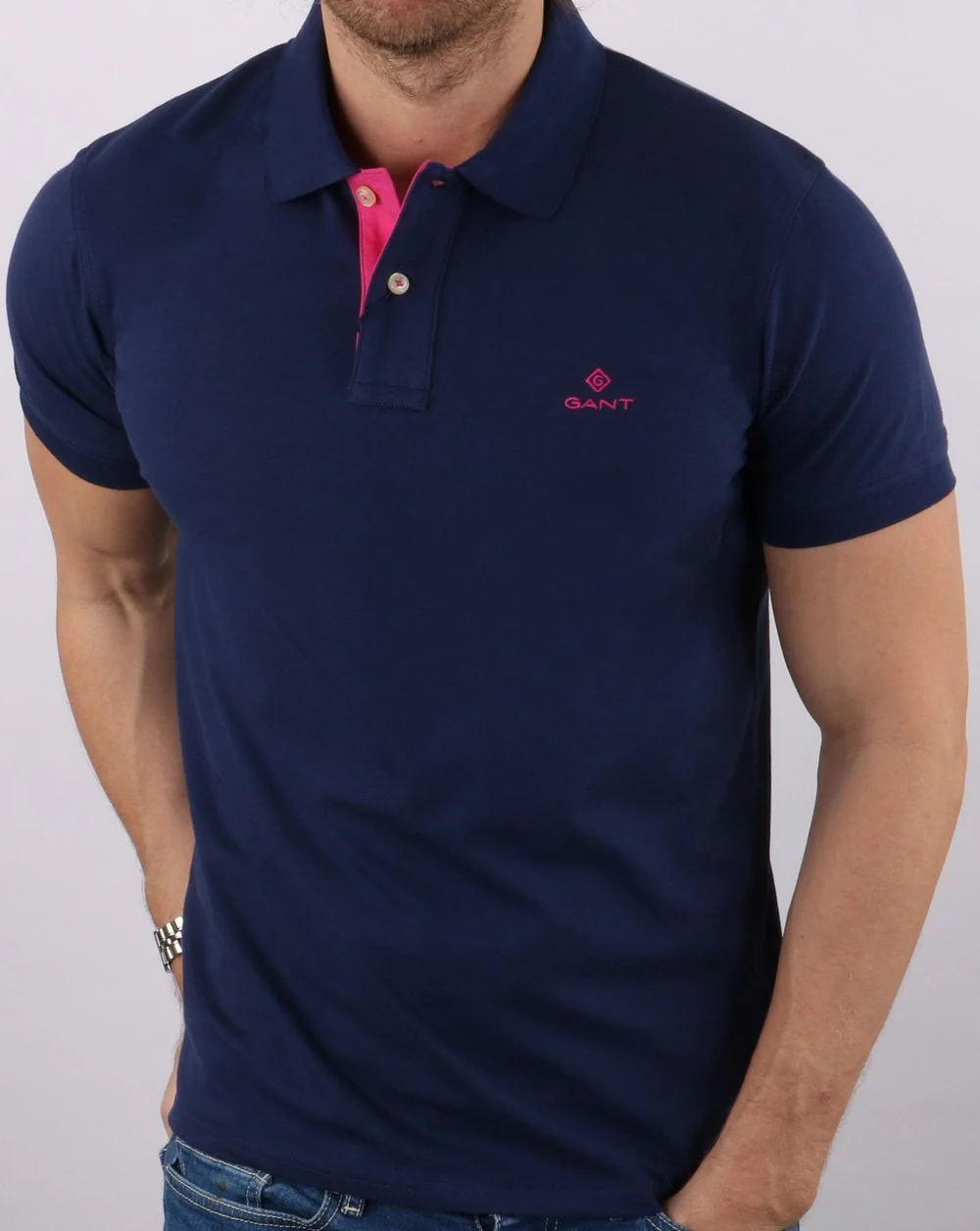 Gant Contrast Collar Polo Shirt Persian Blue - Image 3