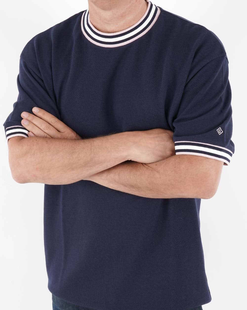 Gant Contrast Stripe Detail T-shirt Navy - Image 3