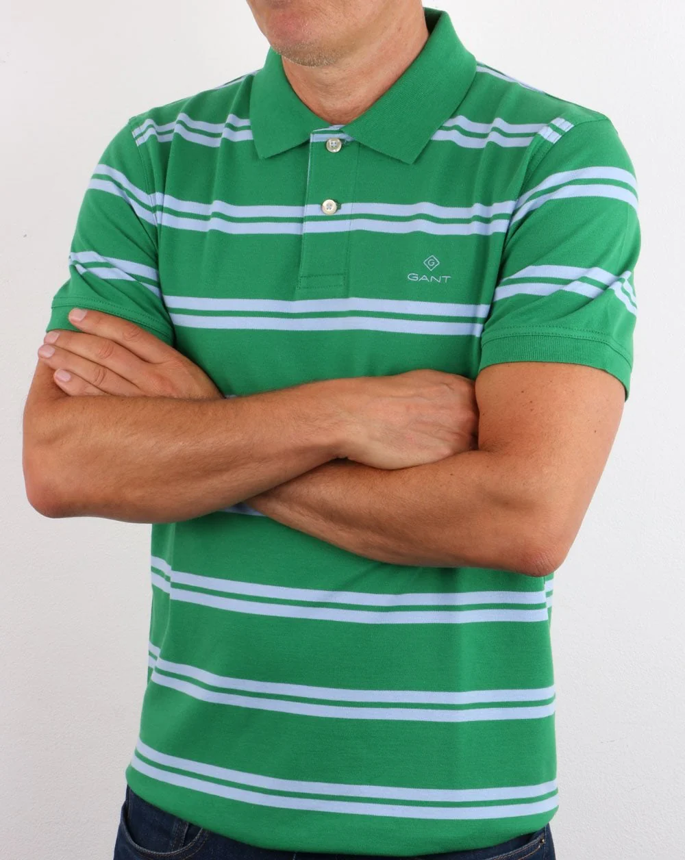 Gant Contrast Stripe Polo Shirt Green - Image 2