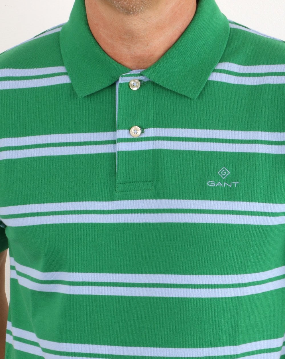 Gant Contrast Stripe Polo Shirt Green - Image 4