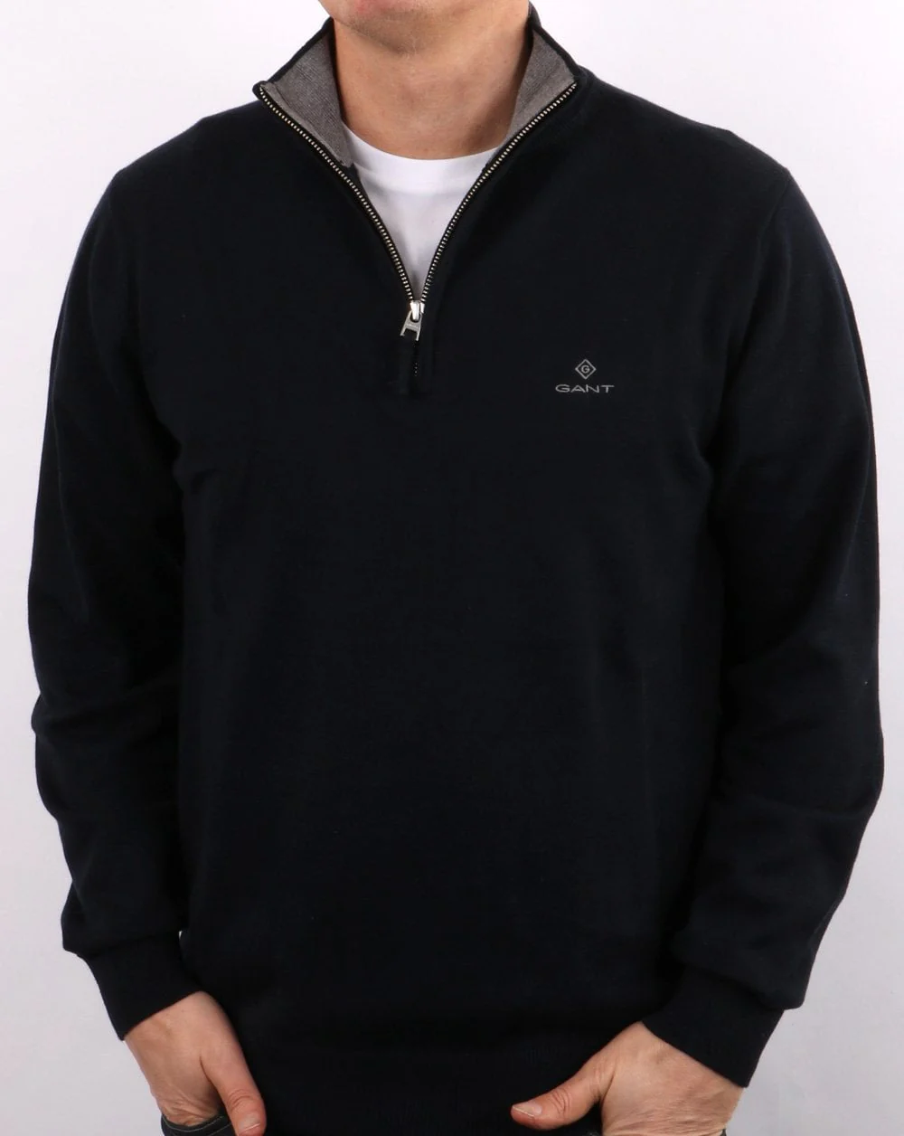 Gant Cotton Half Zip Knit Navy