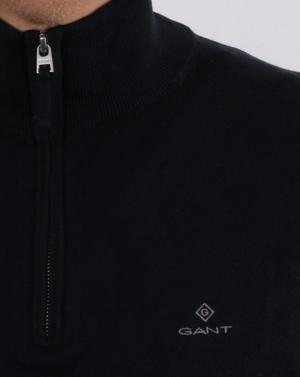 Gant Cotton Half Zip Knit Navy - Image 4