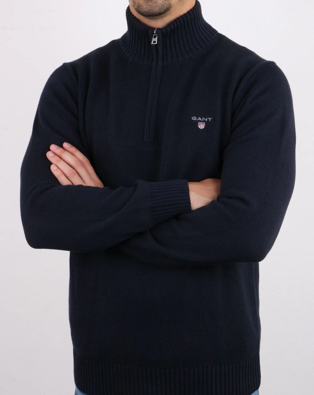 Gant Cotton Half Zip Navy - Image 5
