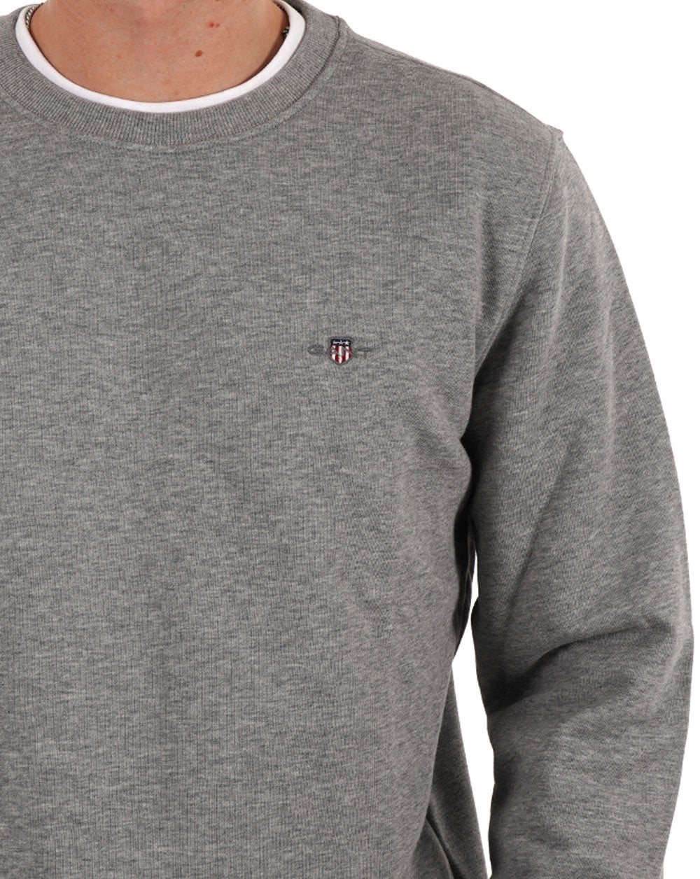 Gant Crew Neck Sweat Grey Melange - Image 2