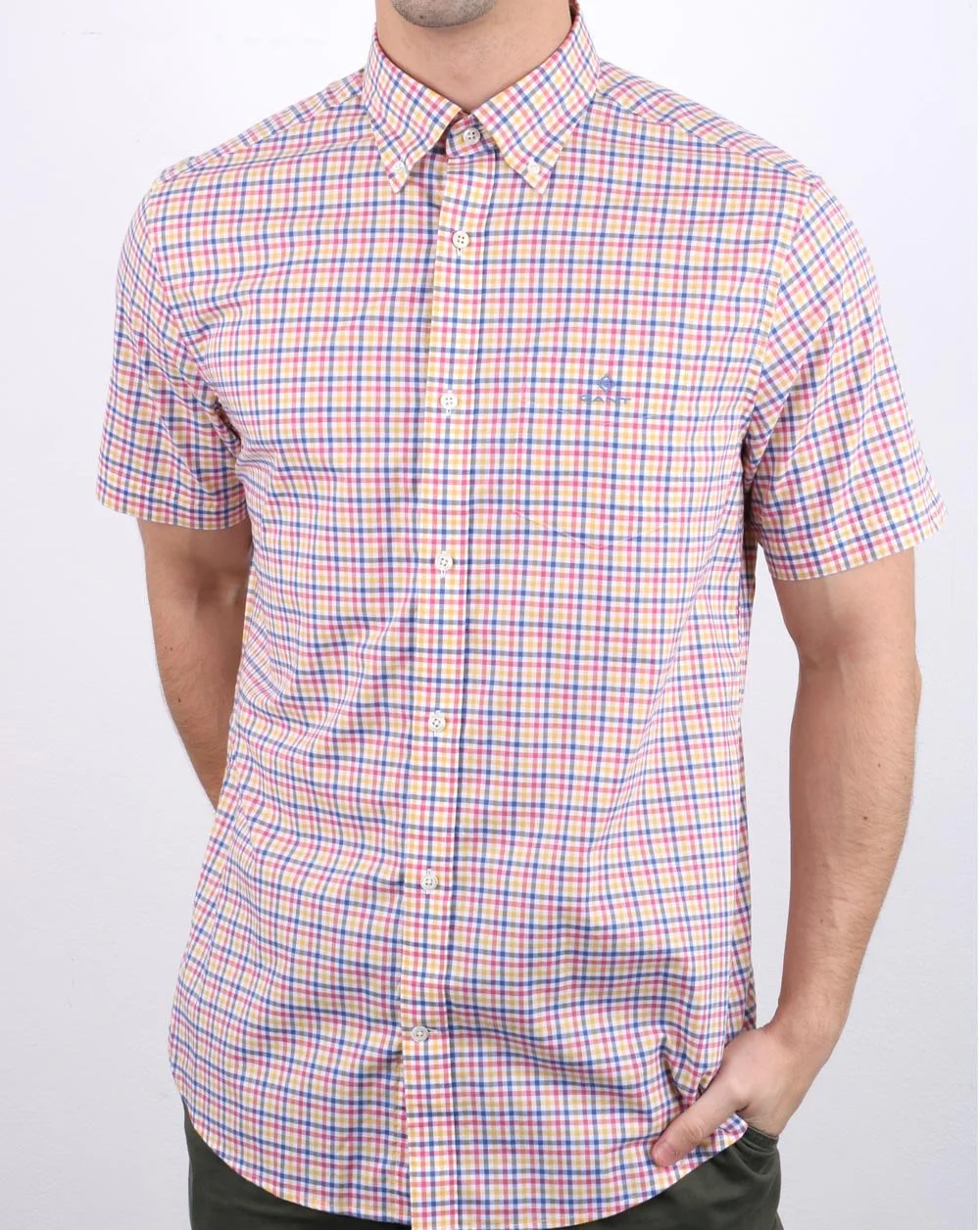 Gant Gingham Short Sleeved Shirt Rose - Image 2