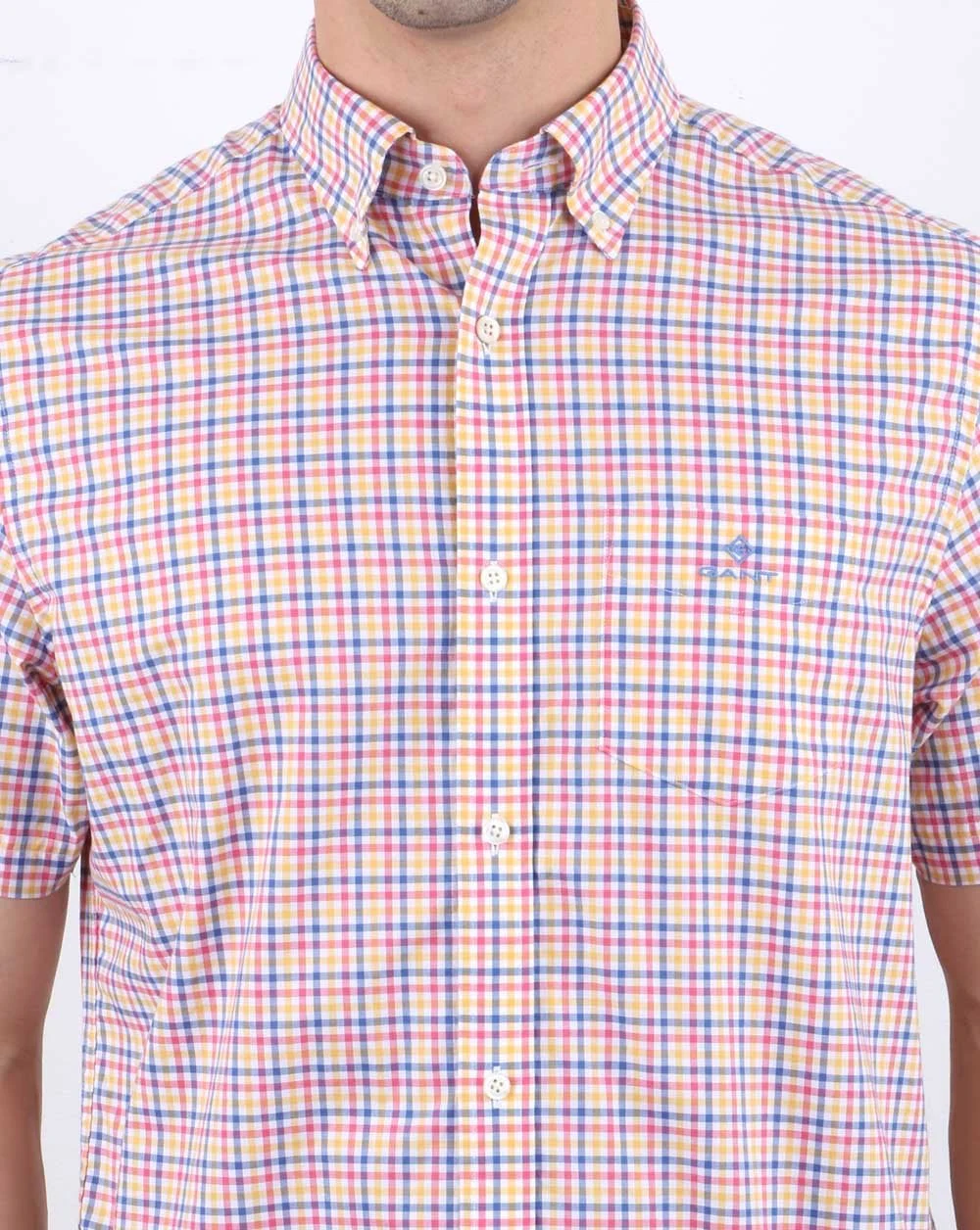 Gant Gingham Short Sleeved Shirt Rose - Image 4