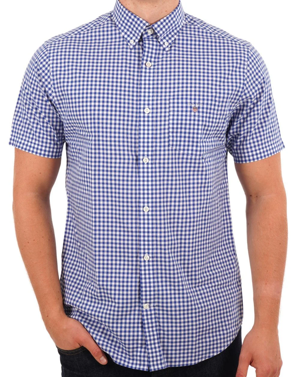 Gant Gingham SS Shirt College Blue