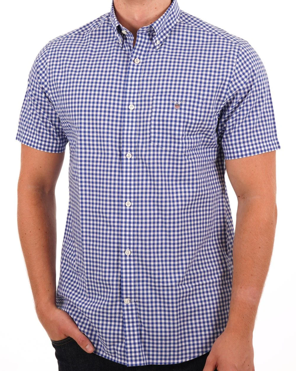 Gant Gingham SS Shirt College Blue - Image 3