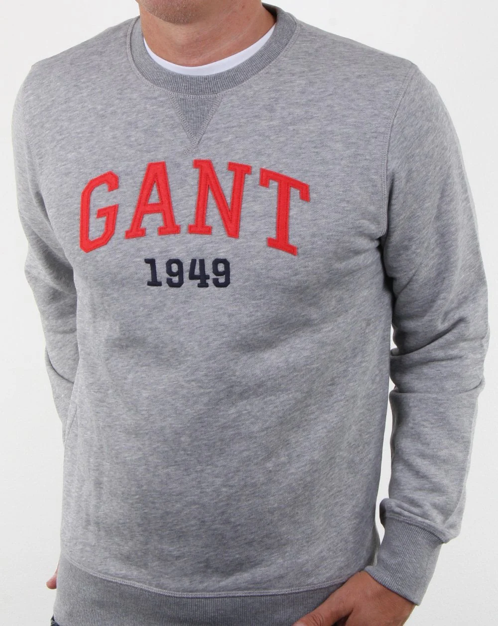 Gant Graphic Crew Neck Sweatshirt Grey Melange - Image 2