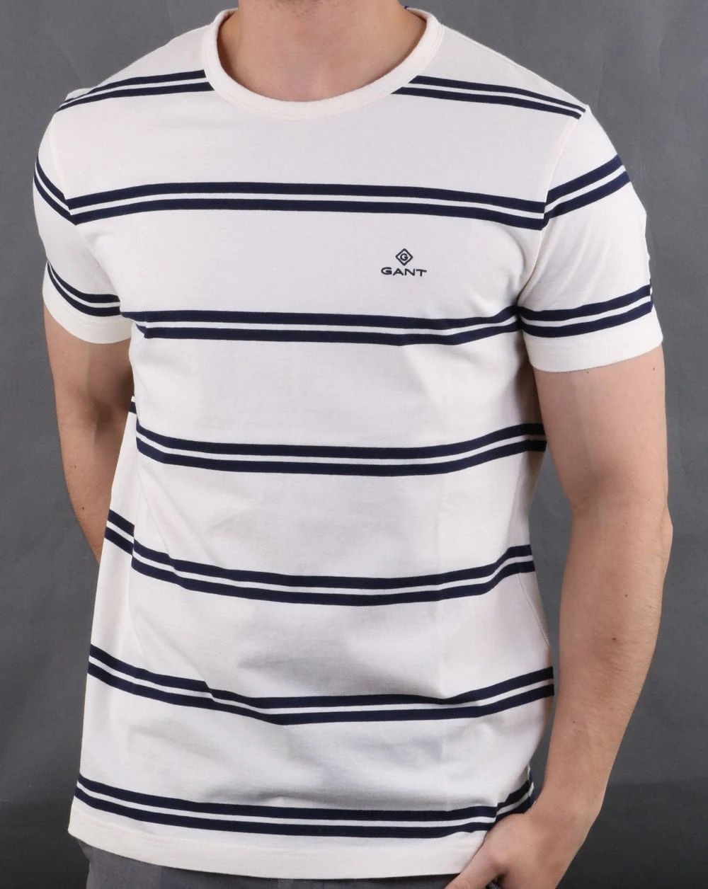Gant Heavy Jersey Striped T-shirt Grey Melange - Image 2
