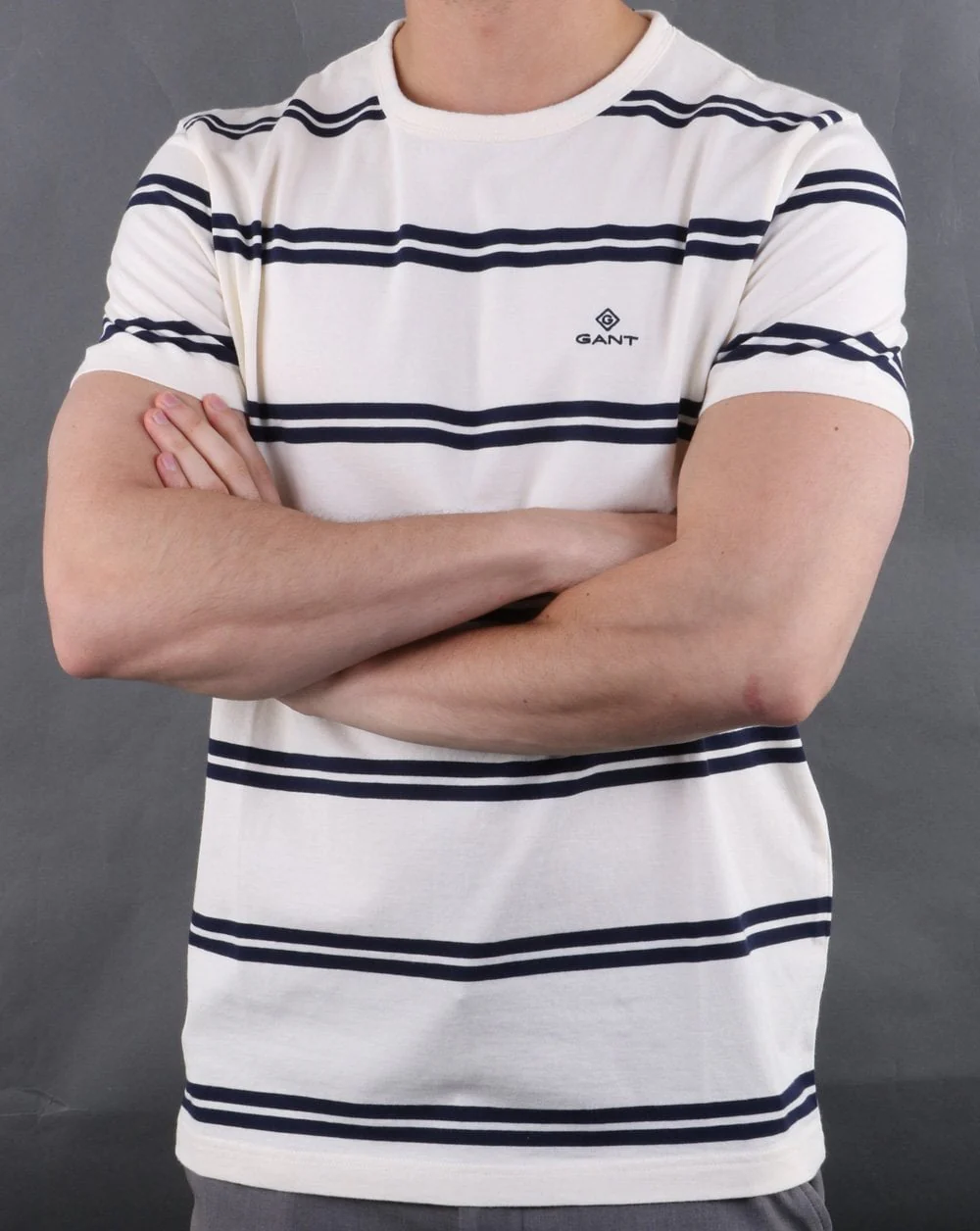 Gant Heavy Jersey Striped T-shirt Grey Melange - Image 3
