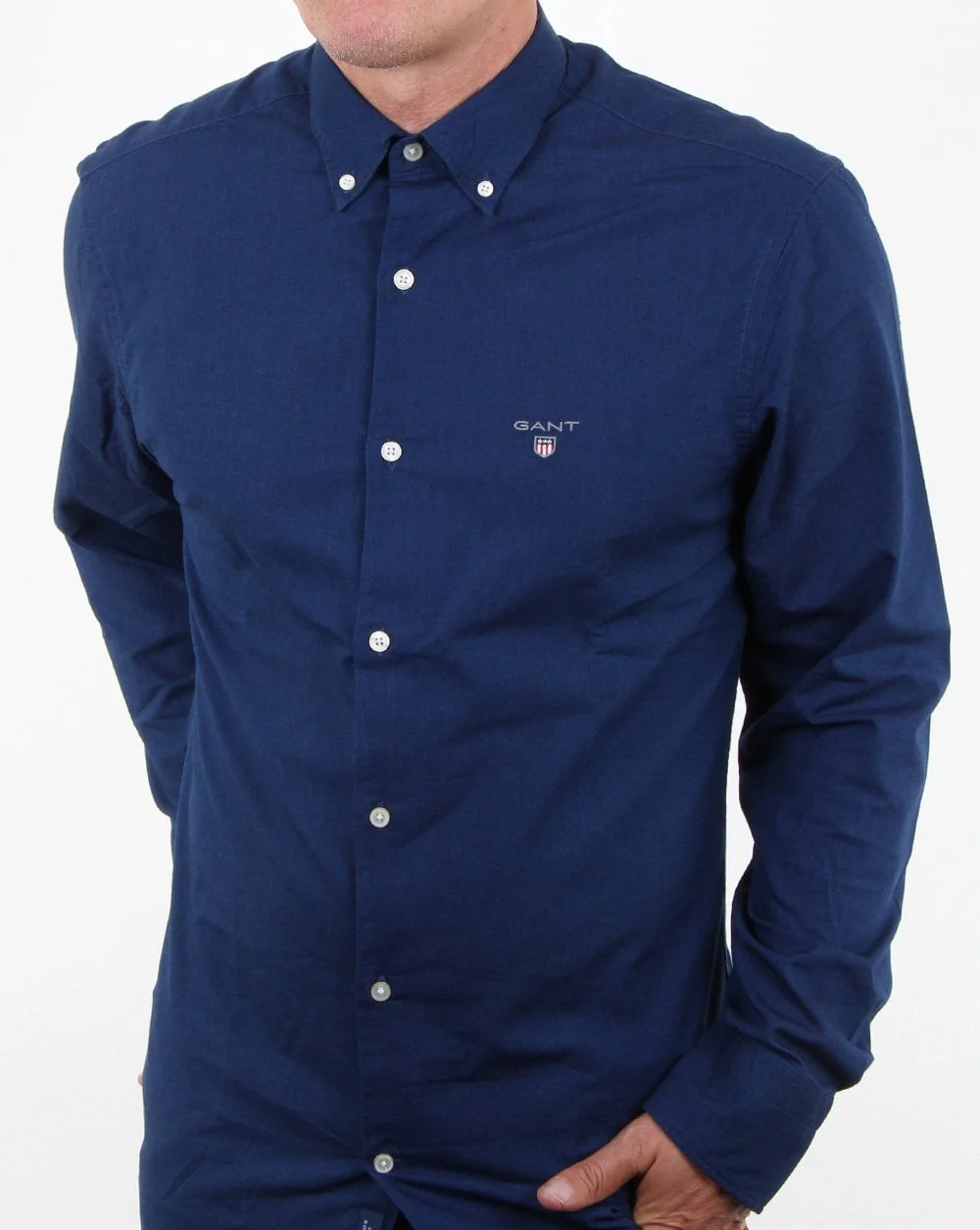 Gant Indigo Solid Button Down Shirt Dark Indigo