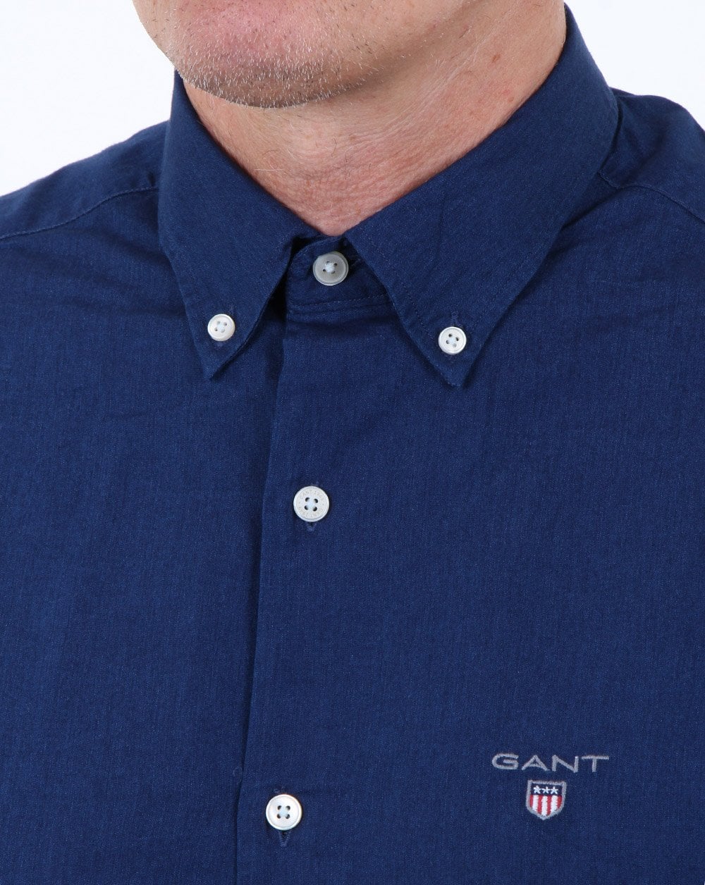 Gant Indigo Solid Button Down Shirt Dark Indigo - Image 4