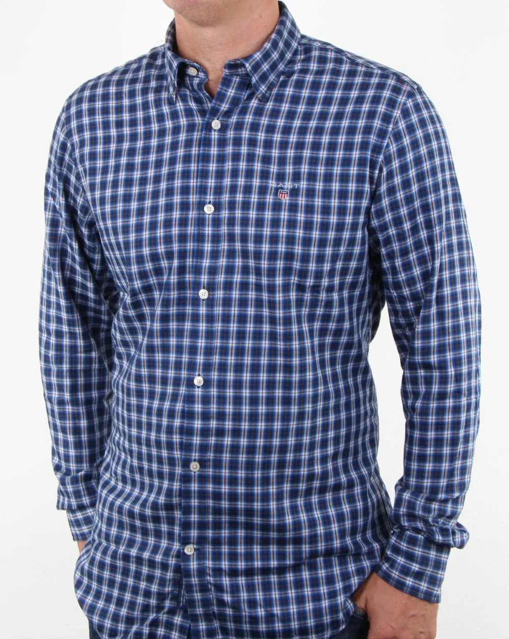 Gant Indigo Twill Check Button Down Shirt Indigo - Image 2