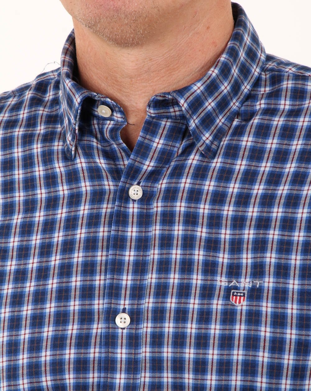 Gant Indigo Twill Check Button Down Shirt Indigo - Image 4