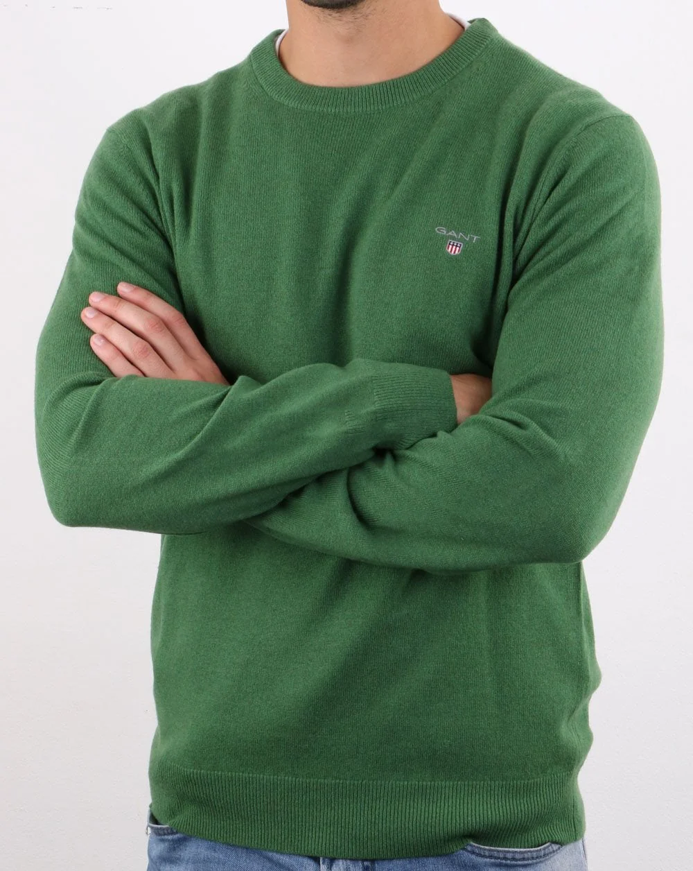 Gant Lambswool Crew Neck Jumper Green - Image 2