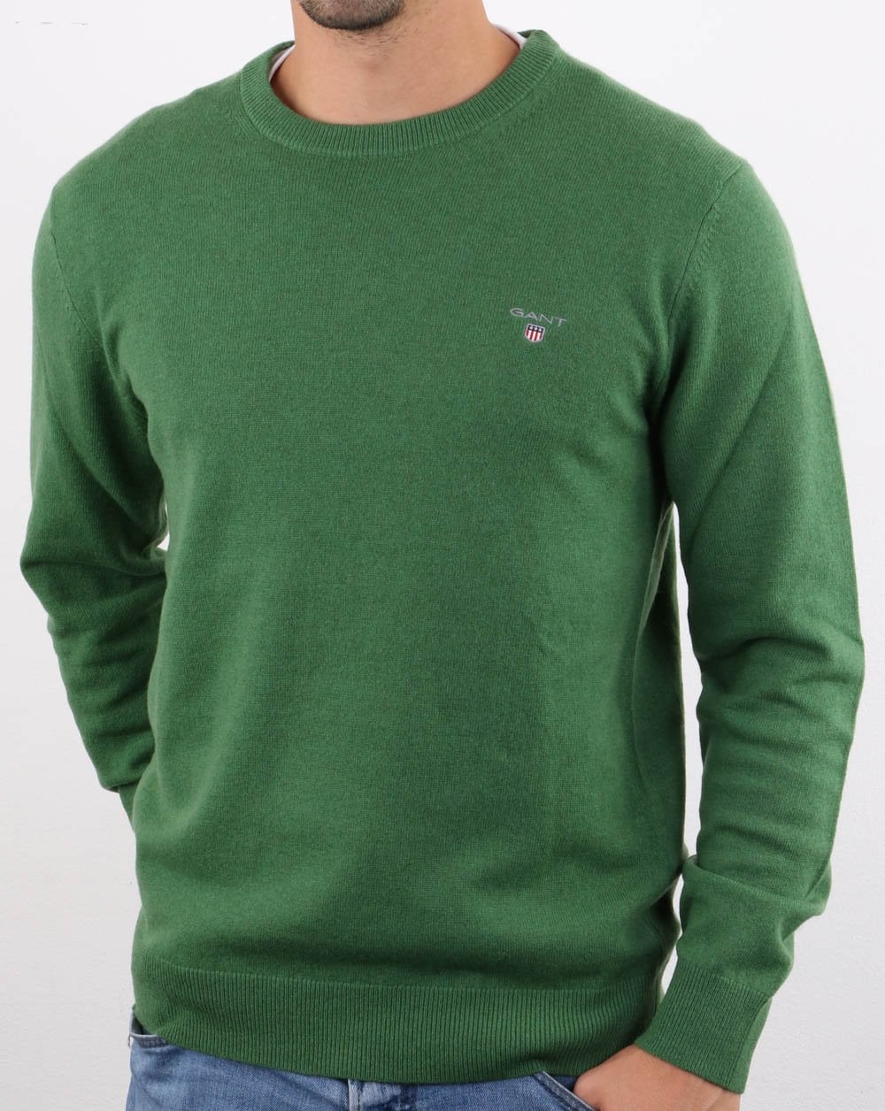 Gant Lambswool Crew Neck Jumper Green - Image 4