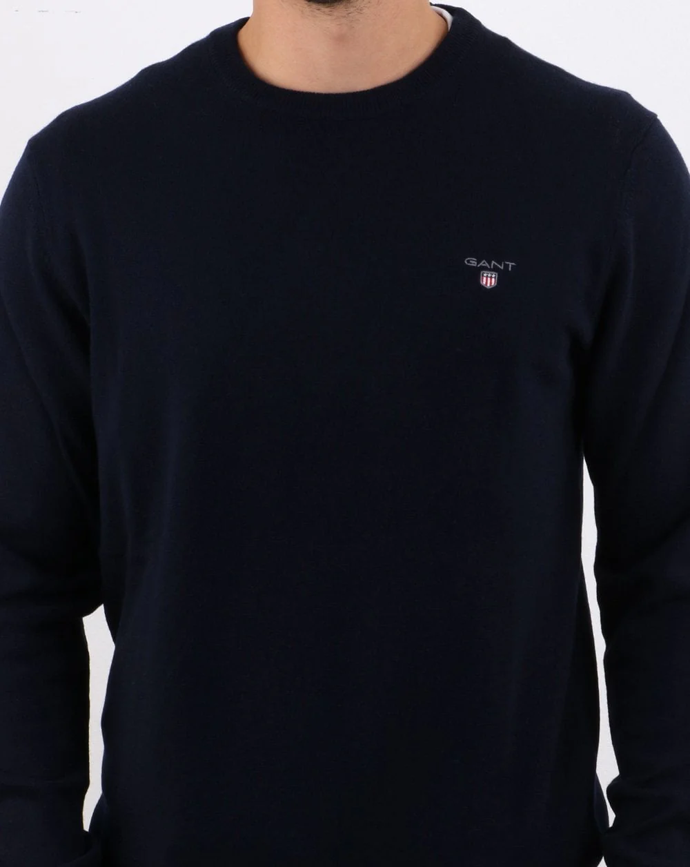 Gant Lambswool Crew Neck Jumper Navy - Image 4
