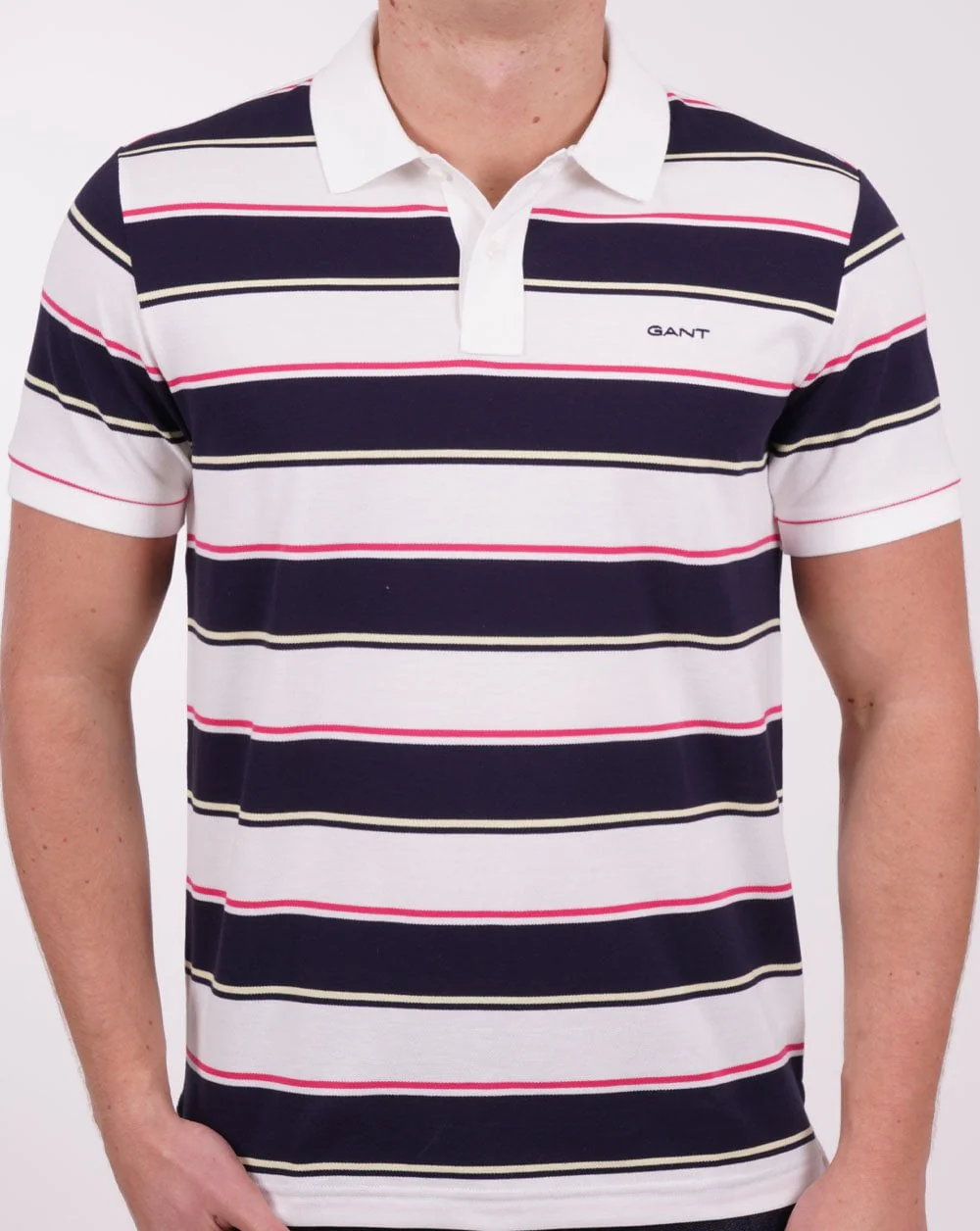 Gant Multi Stripe Pique Polo Shirt White - Image 4