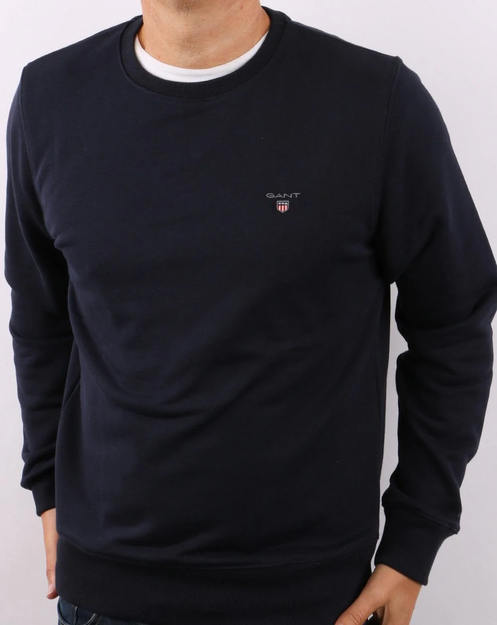 Gant Original Crew Neck Sweat Navy - Image 4