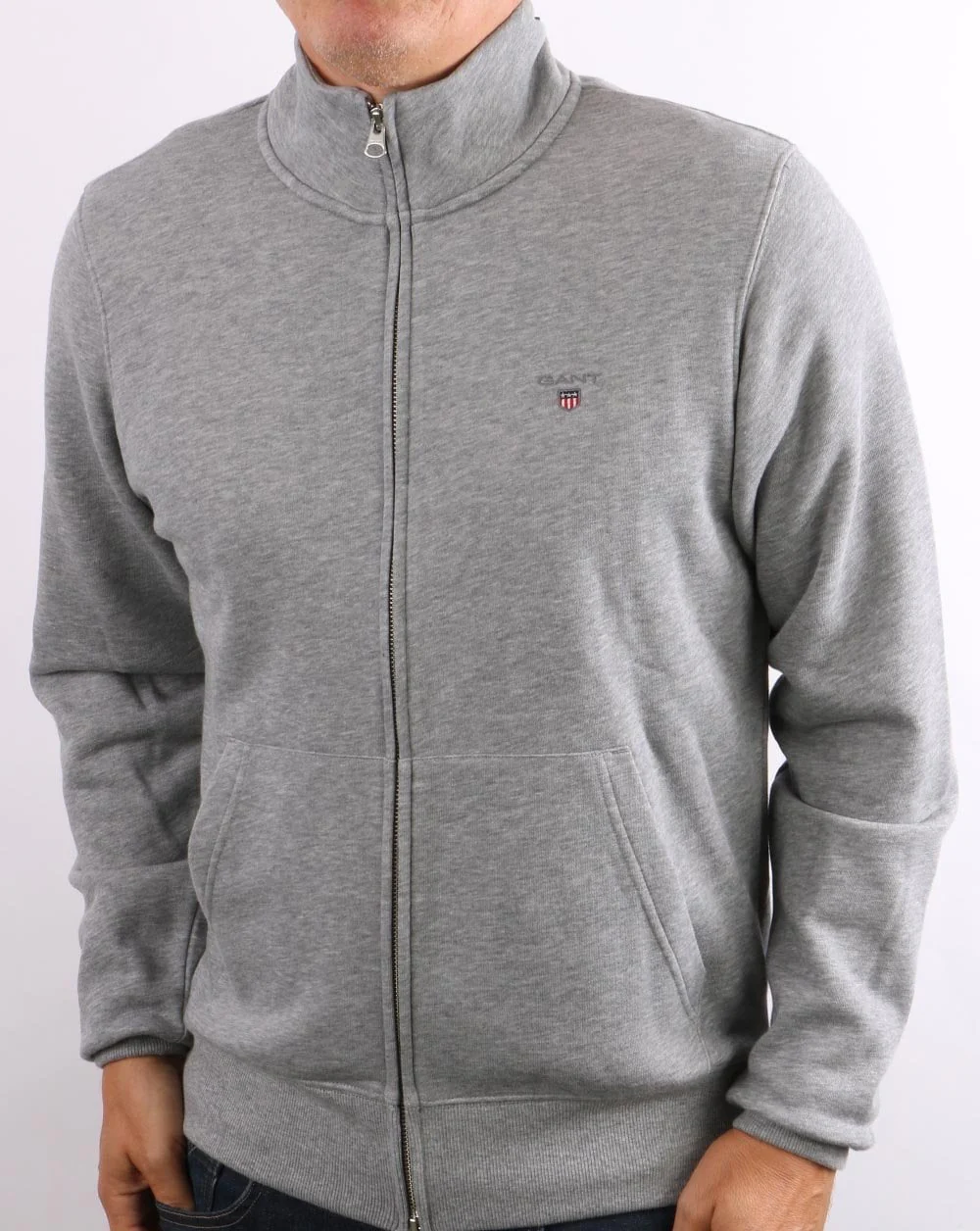 Gant Original Full Zip Track Top Grey Melange