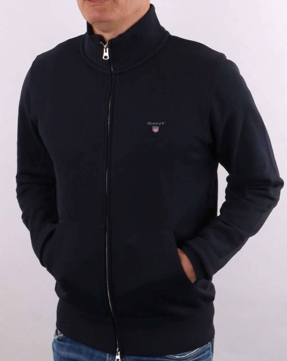 Gant Original Full Zip Track Top Navy Blue - Image 3