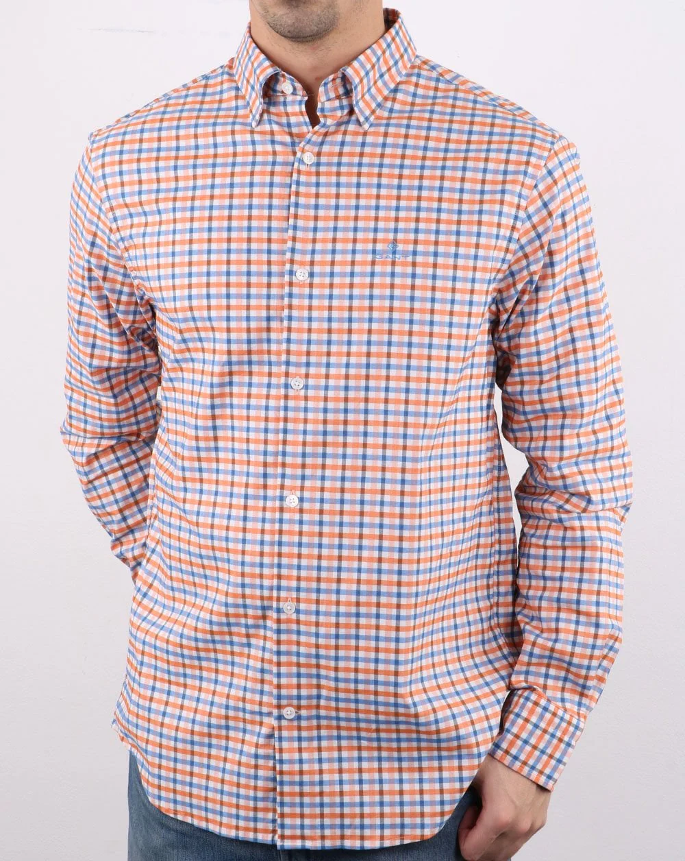 Gant Oxford Gingham Shirt Amber Glow - Image 2