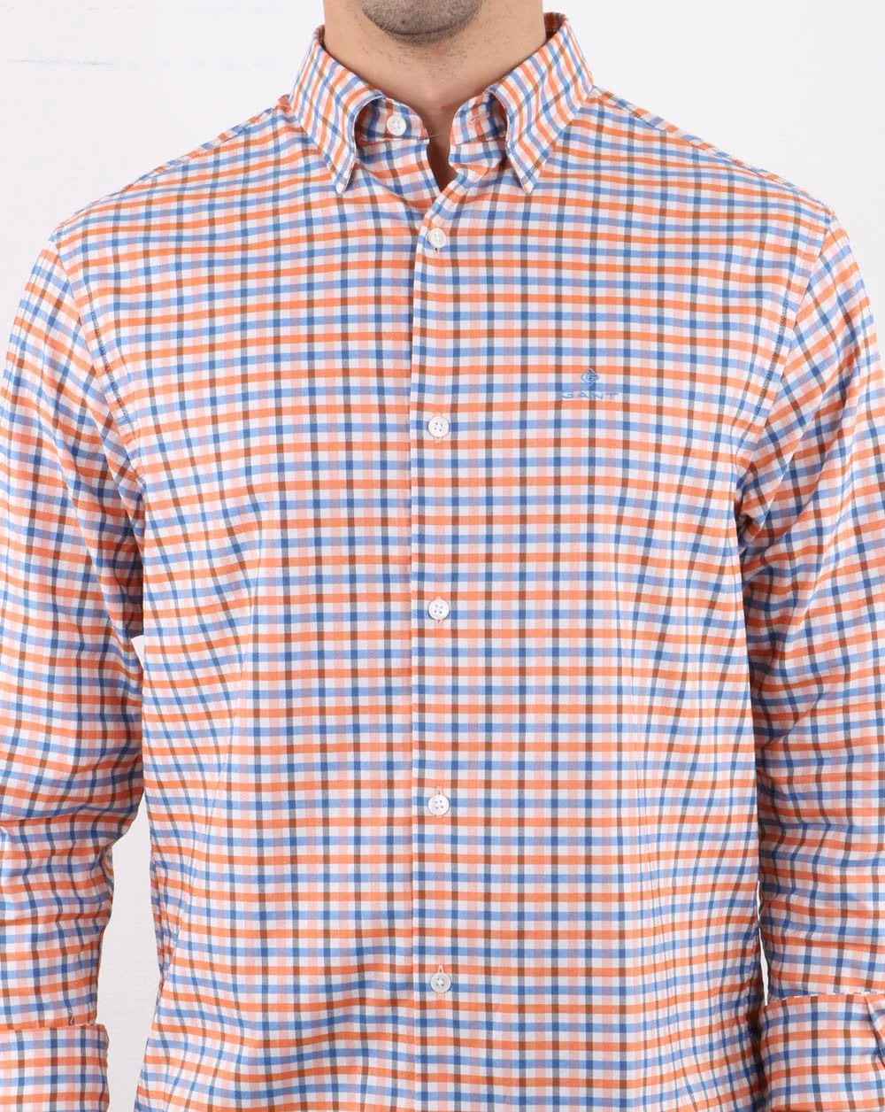 Gant Oxford Gingham Shirt Amber Glow - Image 4